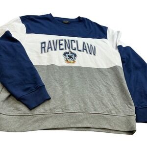 Wizarding World Ravenclaw Sweatshirt Colorblock Crest Blue White Grey XL